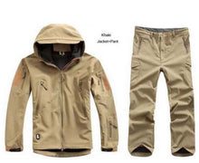 Load image into Gallery viewer, MEN's, Polyester, WindStopper, Quick Dry, Waterproof, Windproof, Thermal, Softshell, Lightweight, Fits true to size, take your normal size, Military Fans Collection War-game Multiple shades, Size Range XS-XXXL, Zipper, Hooded, Outdoor/hunting/fishing outfit, Khaki Shade